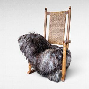 Genuine Icelandic Sheepskin Rug Dark Gray Brown Curly 44" x 31"